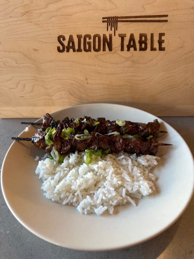 Grilled Beef Hanger Steak Skewers.