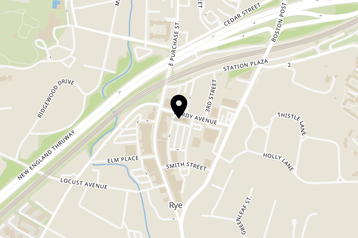 Map showing the location of Saigon Table on 12 Purdy Ave in Rye